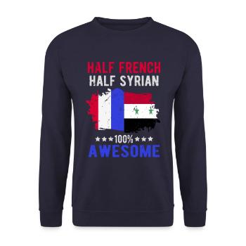 Moitié Français moitié syrien - Sweat-shirt Unisexe - marine - Devant - Alina (178cm) & Michal (187cm)