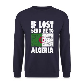 Algeria Flag Saying - Unisex Sweatshirt - navy - Front - Alina (178cm) & Michal (187cm)