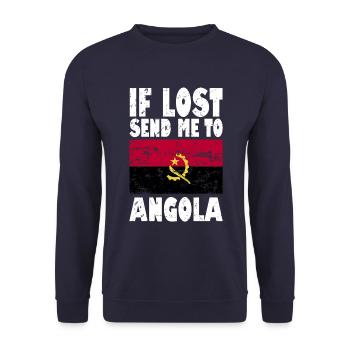 Angola Flagge Spruch - Unisex Pullover - Navy - Vorne - Alina (178cm) & Michal (187cm)