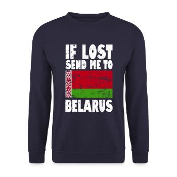 Belarus Flagge Spruch - Unisex Pullover - Navy - Vorne - Alina (178cm) & Michal (187cm)