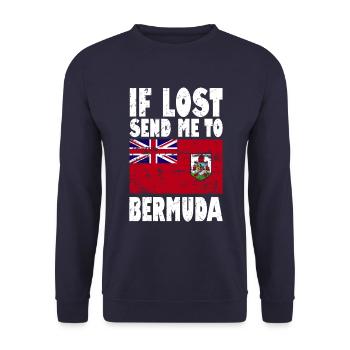 Bermuda Flagge Spruch - Unisex Pullover - Navy - Vorne - Alina (178cm) & Michal (187cm)