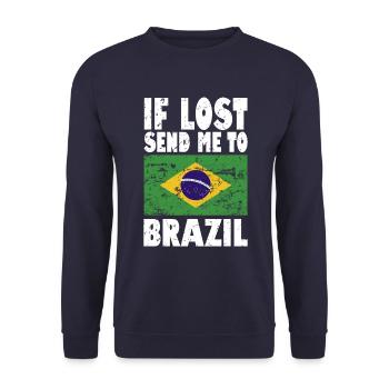 Brazil Flag Saying - Unisex Sweatshirt - navy - Front - Alina (178cm) & Michal (187cm)