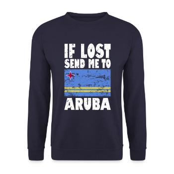 Aruba Flag Saying - Unisex Sweatshirt - navy - Front - Alina (178cm) & Michal (187cm)
