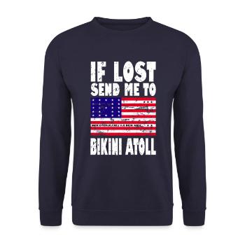 Bikini Atoll Flag Saying - Unisex Sweatshirt - navy - Front - Alina (178cm) & Michal (187cm)
