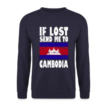 Cambodia Flag Saying - Unisex Sweatshirt - navy - Front - Alina (178cm) & Michal (187cm)