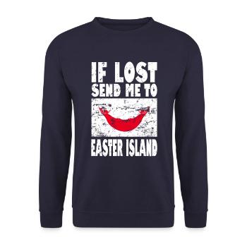 Easter Island Flag Saying - Unisex Sweatshirt - navy - Front - Alina (178cm) & Michal (187cm)