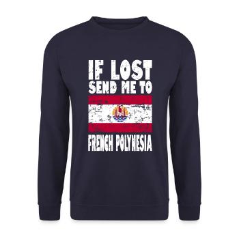 Französisch Polynesien Flagge Spruch - Unisex Pullover - Navy - Vorne - Alina (178cm) & Michal (187cm)