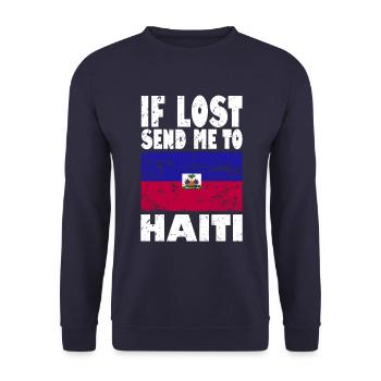 Slogan du drapeau d’Haïti - Sweat-shirt Unisexe - marine - Devant - Alina (178cm) & Michal (187cm)
