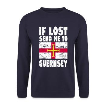 Guernsey Flag Saying - Unisex Sweatshirt - navy - Front - Alina (178cm) & Michal (187cm)