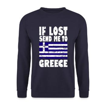 Greece Flag Saying - Unisex Sweatshirt - navy - Front - Alina (178cm) & Michal (187cm)