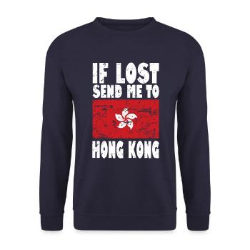 Hong Kong Flagge Spruch - Unisex Pullover - Navy - Vorne - Alina (178cm) & Michal (187cm)