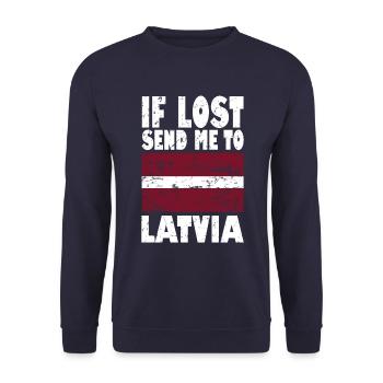 Slogan du drapeau de lettonie - Sweat-shirt Unisexe - marine - Devant - Alina (178cm) & Michal (187cm)