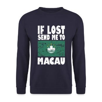 Macau Flagge Spruch - Unisex Pullover - Navy - Vorne - Alina (178cm) & Michal (187cm)
