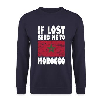 Marokko Flagge Spruch - Unisex Pullover - Navy - Vorne - Alina (178cm) & Michal (187cm)