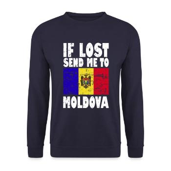 Moldawien Flagge Spruch - Unisex Pullover - Navy - Vorne - Alina (178cm) & Michal (187cm)