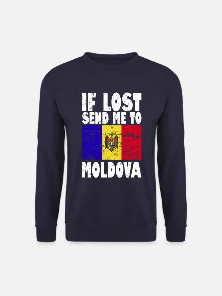 Moldova Flag Slogan - Unisex Sweatshirt - navy