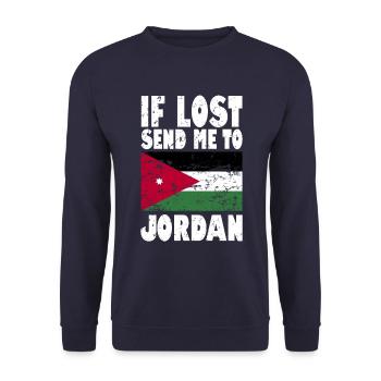 Jordan Flag Saying - Unisex Sweatshirt - navy - Front - Alina (178cm) & Michal (187cm)