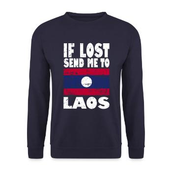 Laos Flagge Spruch - Unisex Pullover - Navy - Vorne - Alina (178cm) & Michal (187cm)