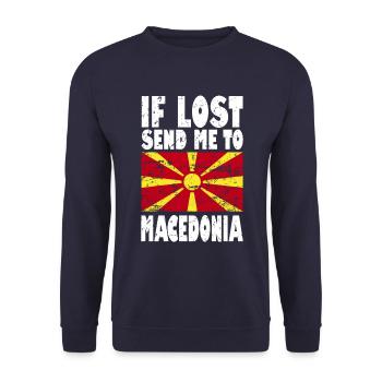 Mazedonien Flagge Spruch - Unisex Pullover - Navy - Vorne - Alina (178cm) & Michal (187cm)