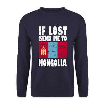 Mongolia Flag Saying - Unisex Sweatshirt - navy - Front - Alina (178cm) & Michal (187cm)