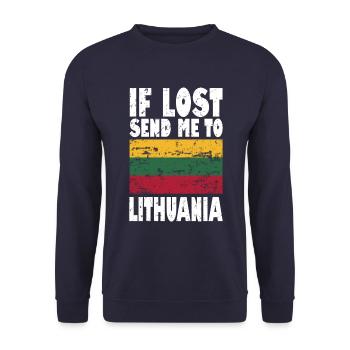 Lithuania Flag Saying - Unisex Sweatshirt - navy - Front - Alina (178cm) & Michal (187cm)