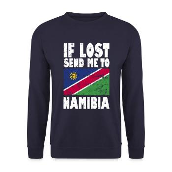 Namibia Flagge Spruch - Unisex Pullover - Navy - Vorne - Alina (178cm) & Michal (187cm)