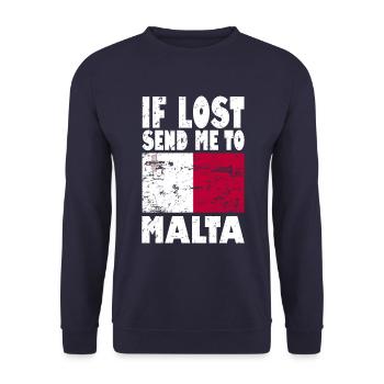 Malta Flagge Spruch - Unisex Pullover - Navy - Vorne - Alina (178cm) & Michal (187cm)