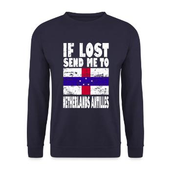 Niederländische Antillen Flagge Spruch - Unisex Pullover - Navy - Vorne - Alina (178cm) & Michal (187cm)
