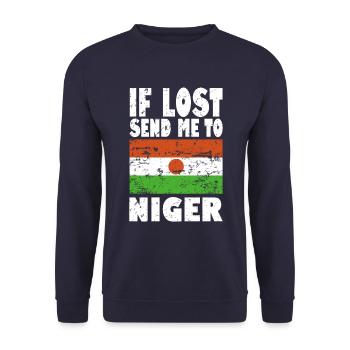 Niger Flag Saying - Unisex Sweatshirt - navy - Front - Alina (178cm) & Michal (187cm)