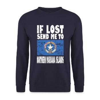 Northern Mariana Islands Flag Saying - Unisex Sweatshirt - navy - Front - Alina (178cm) & Michal (187cm)