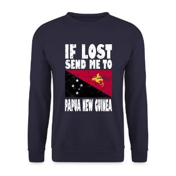 Papua-Neuguinea Flagge Spruch - Unisex Pullover - Navy - Vorne - Alina (178cm) & Michal (187cm)