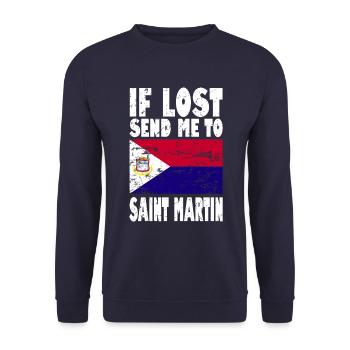 St. Martin Flagge Spruch - Unisex Pullover - Navy - Vorne - Alina (178cm) & Michal (187cm)