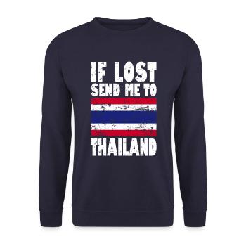 Thailand Flagge Spruch - Unisex Pullover - Navy - Vorne - Alina (178cm) & Michal (187cm)