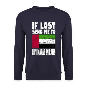 Vereinigte Arabische Emirate Flagge Spruch - Unisex Pullover - Navy - Vorne - Alina (178cm) & Michal (187cm)