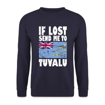 Tuvalu Flagge Spruch - Unisex Pullover - Navy - Vorne - Alina (178cm) & Michal (187cm)