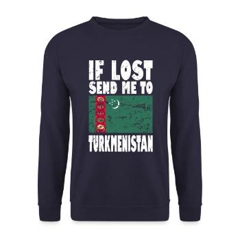 Turkmenistan Flagge Spruch - Unisex Pullover - Navy - Vorne - Alina (178cm) & Michal (187cm)
