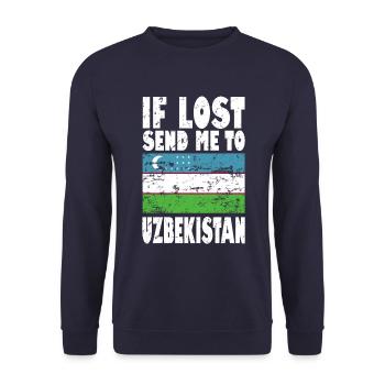 Uzbekistan Flag Saying - Unisex Sweatshirt - navy - Front - Alina (178cm) & Michal (187cm)