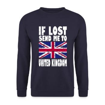 UK Flagge Spruch - Unisex Pullover - Navy - Vorne - Alina (178cm) & Michal (187cm)