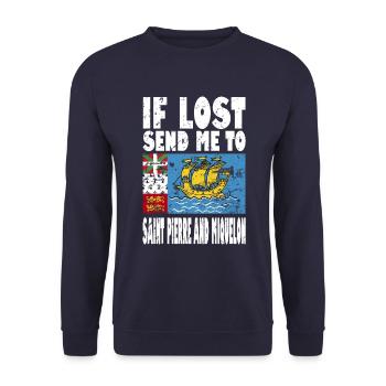 Sankt Pierre und Miquelon Flagge Spruch - Unisex Pullover - Navy - Vorne - Alina (178cm) & Michal (187cm)