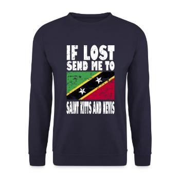 Saint Kitts and Nevis Flag Saying - Unisex Sweatshirt - navy - Front - Alina (178cm) & Michal (187cm)