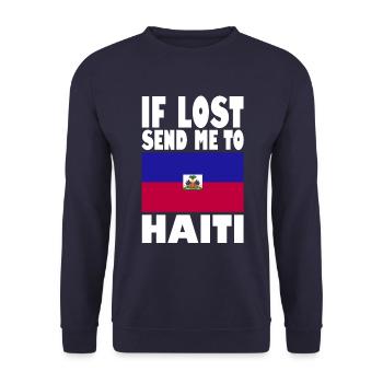 Slogan du drapeau d’Haïti - Sweat-shirt Unisexe - marine - Devant - Alina (178cm) & Michal (187cm)