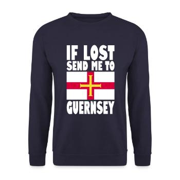 Guernsey Flag Saying - Unisex Sweatshirt - navy - Front - Alina (178cm) & Michal (187cm)