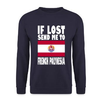 Französisch Polynesien Flagge Spruch - Unisex Pullover - Navy - Vorne - Alina (178cm) & Michal (187cm)