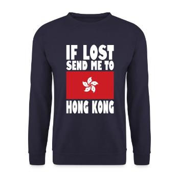 Hong Kong Flagge Spruch - Unisex Pullover - Navy - Vorne - Alina (178cm) & Michal (187cm)