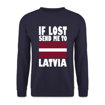 Slogan du drapeau de lettonie - Sweat-shirt Unisexe - marine - Devant - Alina (178cm) & Michal (187cm)