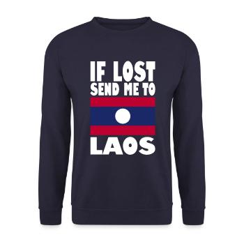 Laos Flagge Spruch - Unisex Pullover - Navy - Vorne - Alina (178cm) & Michal (187cm)