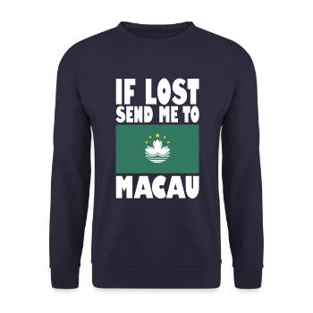 Macau Flagge Spruch - Unisex Pullover - Navy - Vorne - Alina (178cm) & Michal (187cm)