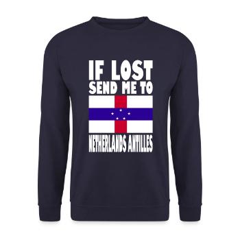 Niederländische Antillen Flagge Spruch - Unisex Pullover - Navy - Vorne - Alina (178cm) & Michal (187cm)