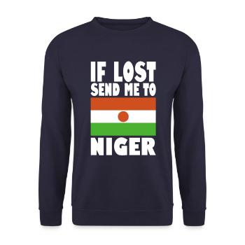 Niger Flag Saying - Unisex Sweatshirt - navy - Front - Alina (178cm) & Michal (187cm)