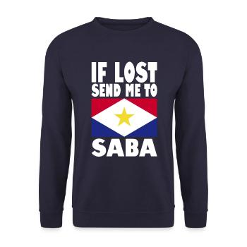 Saba Flag Saying - Unisex Sweatshirt - navy - Front - Alina (178cm) & Michal (187cm)